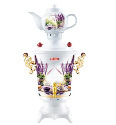Чайник-самовар KELLI KL-1479 WHITE корпус пластик 4 л, керамич. заварочный чайник, поддержание темп, LED индикатор, мощн. 2300 Вт
