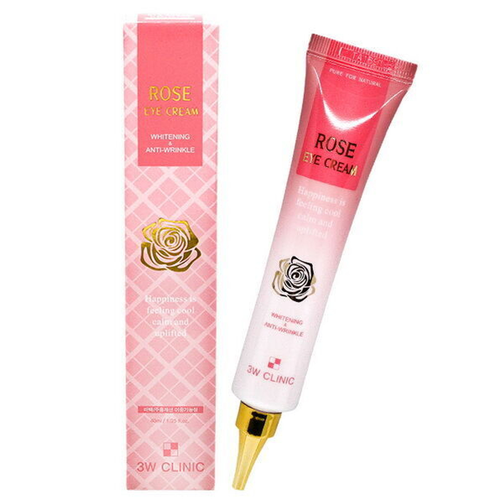 Осветляющий и смягчающий морщины крем для век с экстрактом розы и розовой водой 3W Clinic Rose Eye Cream, 40мл
