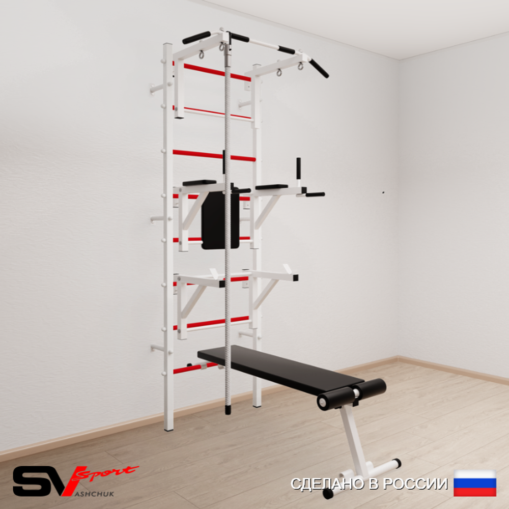 Шведская стенка Sv Sport усиленная 690 (Турник стандарт/Брусья/Стойка/Скамья/Канат)