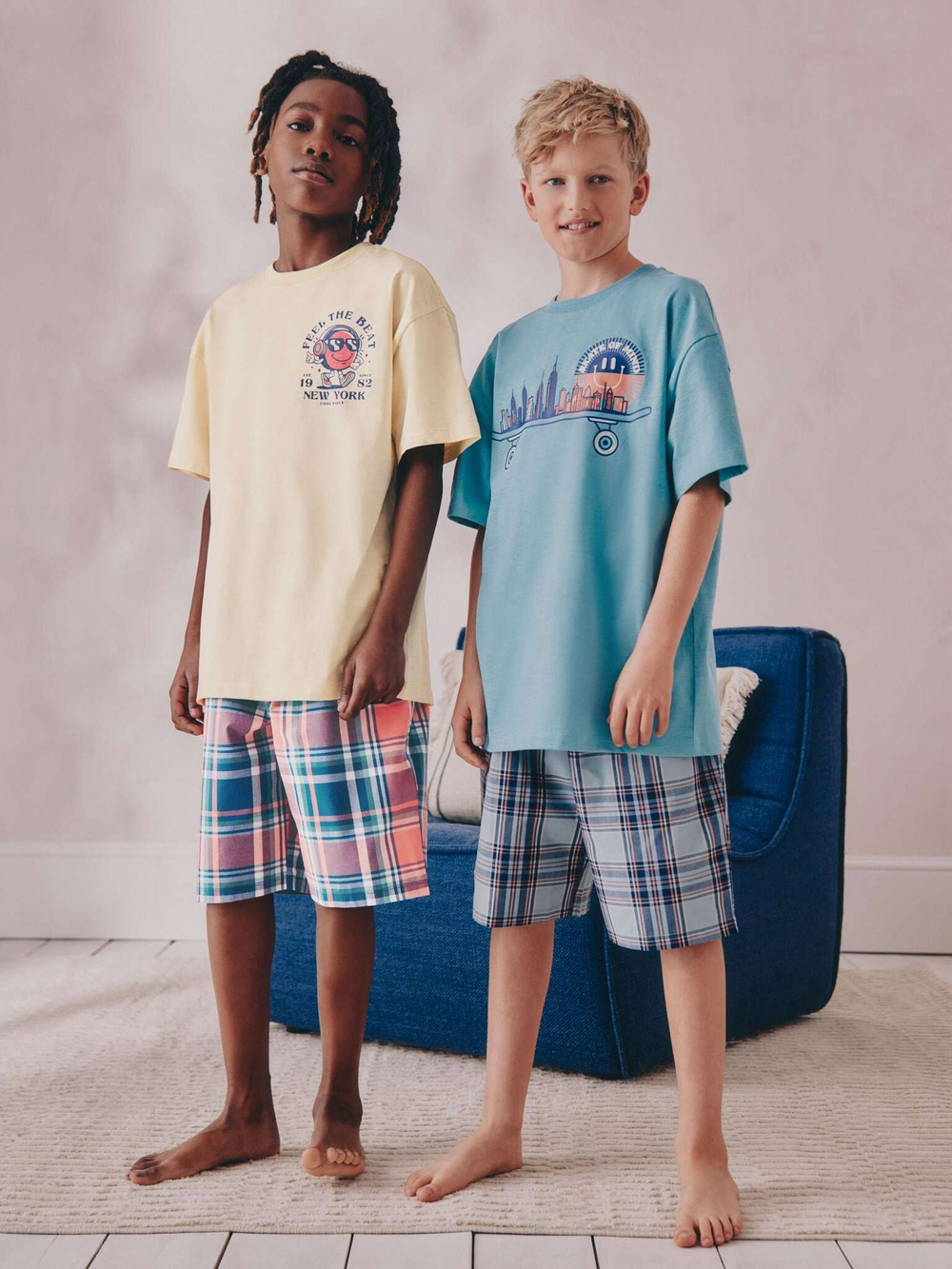 Пижама для мальчика Next AC1-012, 2 шт., Светло-желтый, Голубой