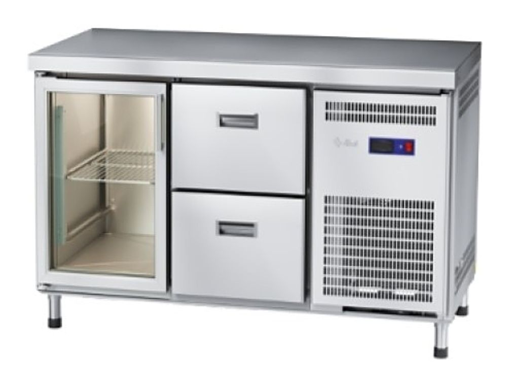 Стол холодильный Abat СХС-60-01 (ящики 1/2, дверь-стекло, без борта)
