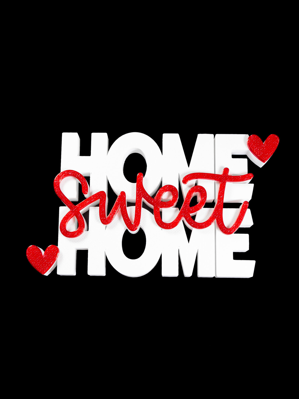 Табличка интерьерная "HOME, sweet HOME ", Дом, милый дом, 20х11 см, 3D печать, красно-белый