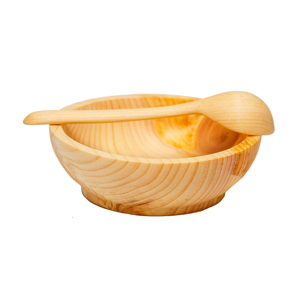 Деревянный набор-пара Art of Siberia из древесины кедра тарелка и ложка TN23