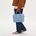 COACH Cross Grain Leather Briefcase, Shoulder Bag, Crossbody Bag, Handbag Large Men"s Blue