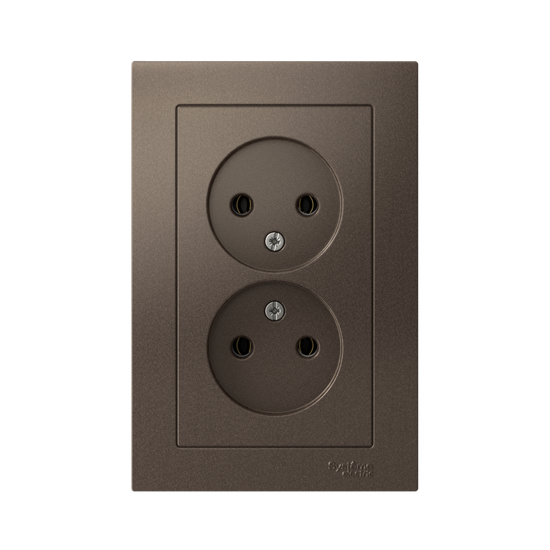 Розетка 2-м СП AtlasDesign 16А IP20 без заземл. в сборе мокко SE ATN000620