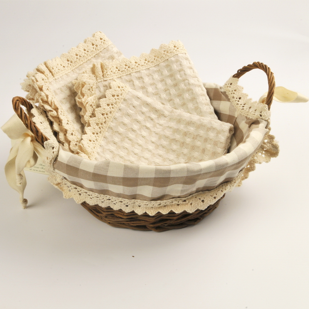 Корзинка и набор тёмно-бежевых полотенец Ноччола от Old Florence