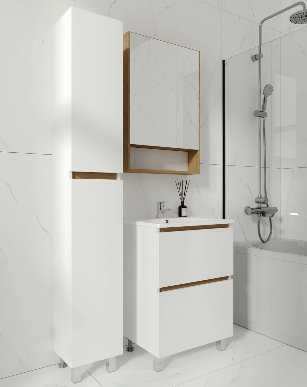 Тумба VIANT "Мальта" COMO 60 2 ящика белая 430х560х820