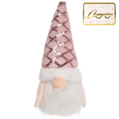 Сувенир новогодний «Новогодний лесовичок» 7*15*5 см, Розовый (с подсветкой)