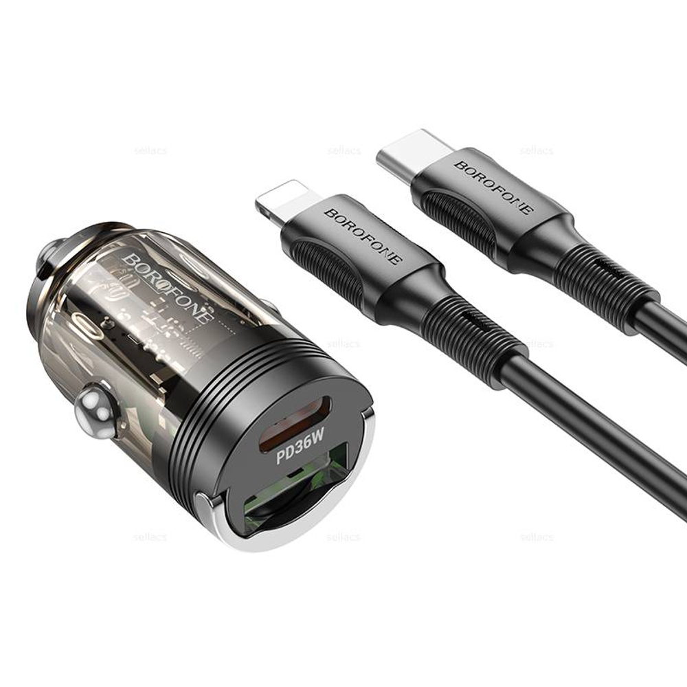 Автомобильное зарядное устройство для Lightning Borofone BZ29A USB-A + USB-C PD36W QC3.0 (black)