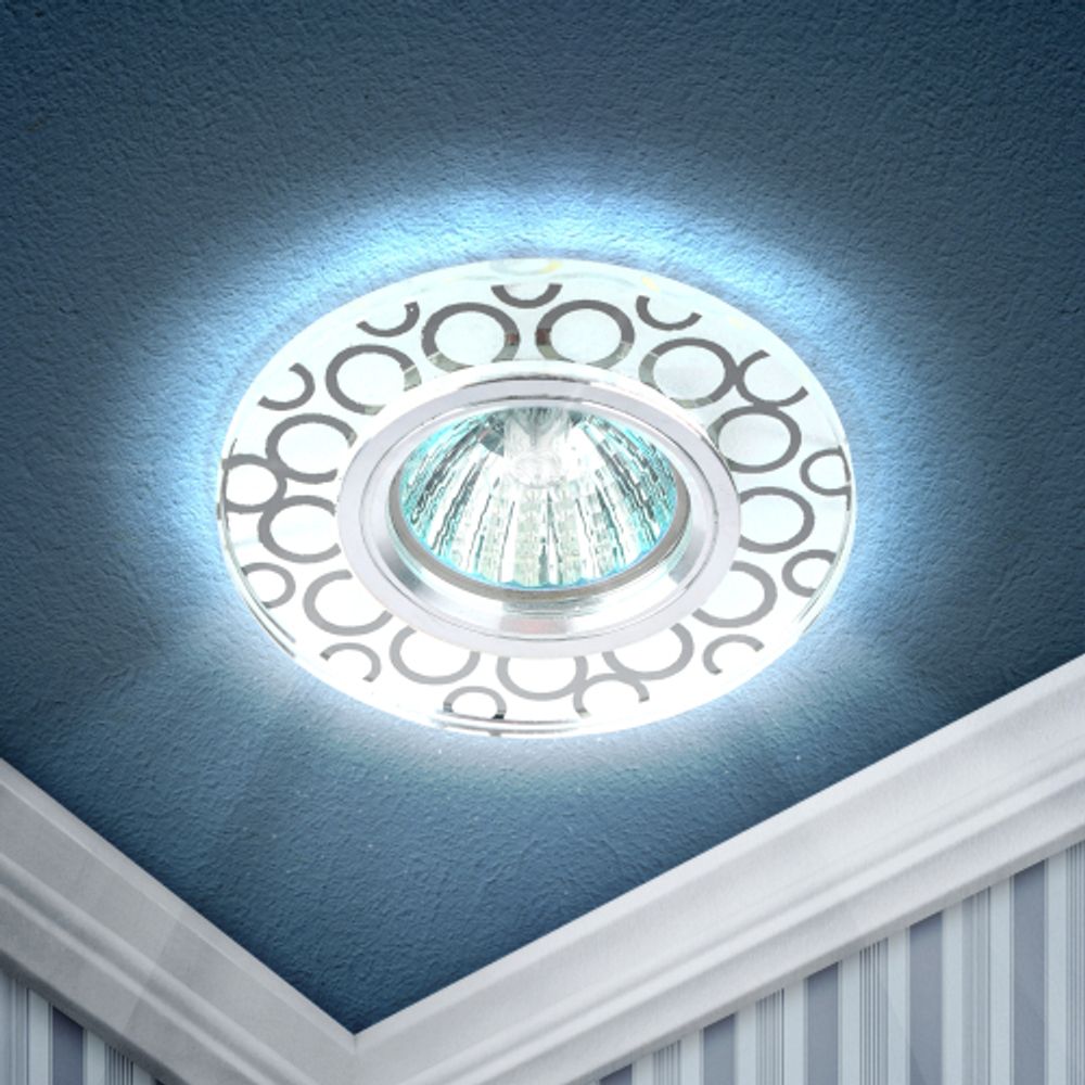 DK LD46 SL Светильник ЭРА декор cо светодиодной подсветкой MR16, зеркальный | Встраиваемые LED светильники