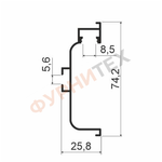 KB95 Профиль горизонтальный C-образный для нижних баз С ПОДСВЕТКОЙ 4м Черный браш A25