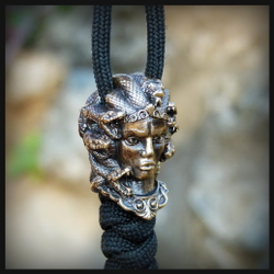 Бусина "Медуза Горгона" для темляков или браслетов , латунь