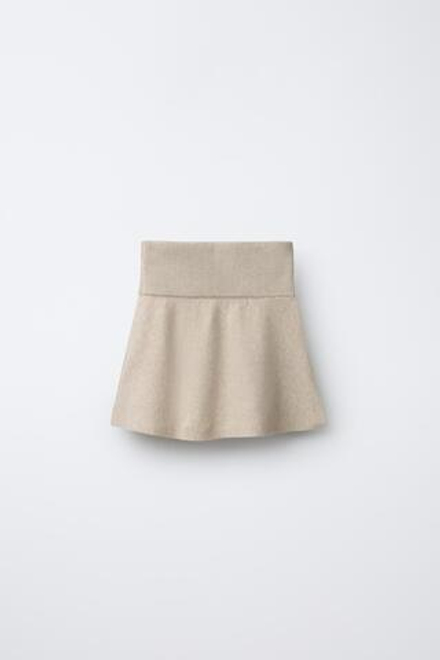 ZARA ТРИКОТАЖНАЯ ЮБКА, ПЕСОЧНЫЙ