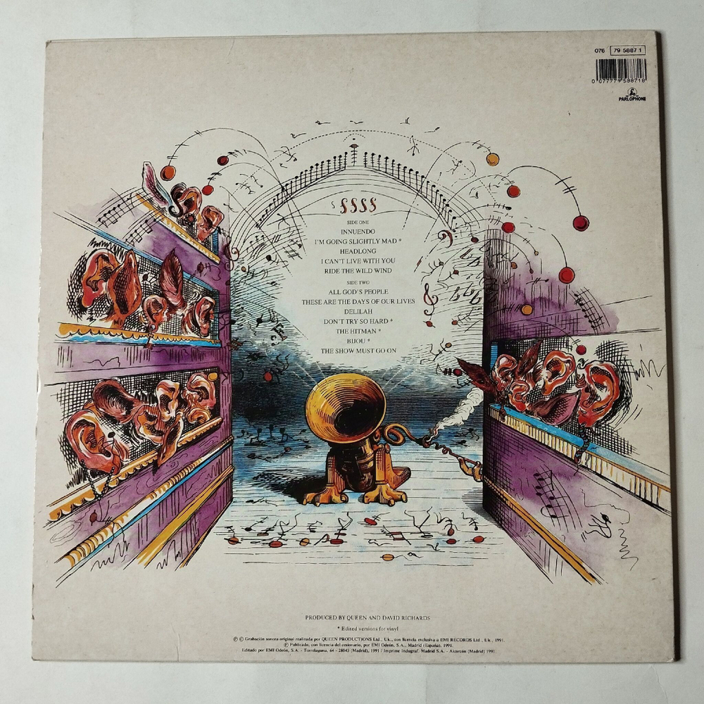 Винтажная виниловая пластинка LP Queen Innuendo (Spain 1991) The Show Must Go On