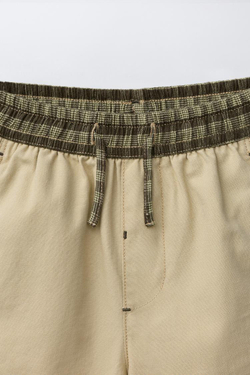 ZARA ХОЛЩОВЫЕ ШОРТЫ-БЕРМУДЫ, ХАКИ