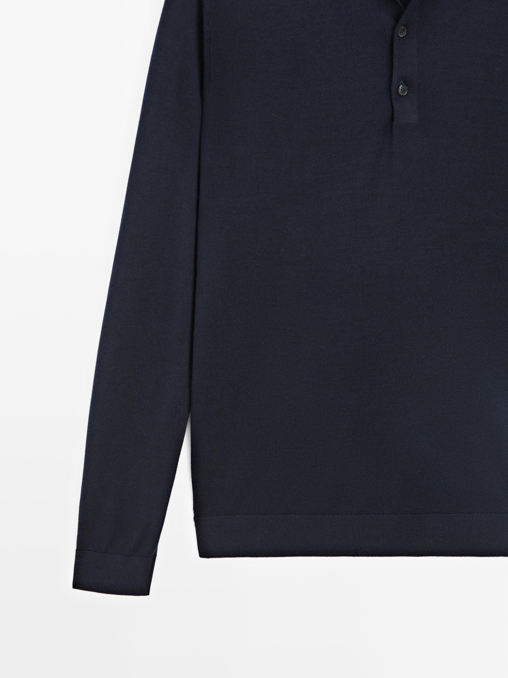 Massimo Dutti Шерстяной свитер с воротником поло, темно-синий