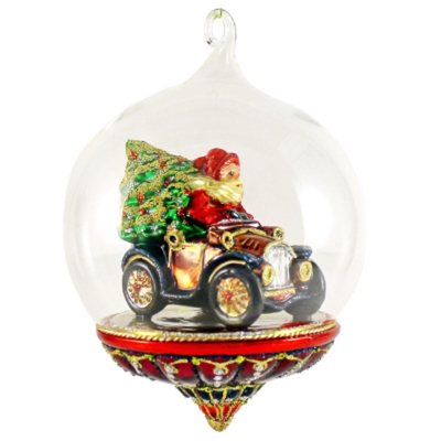 Игрушка новогодняя Komozja family санта с подарками на авто