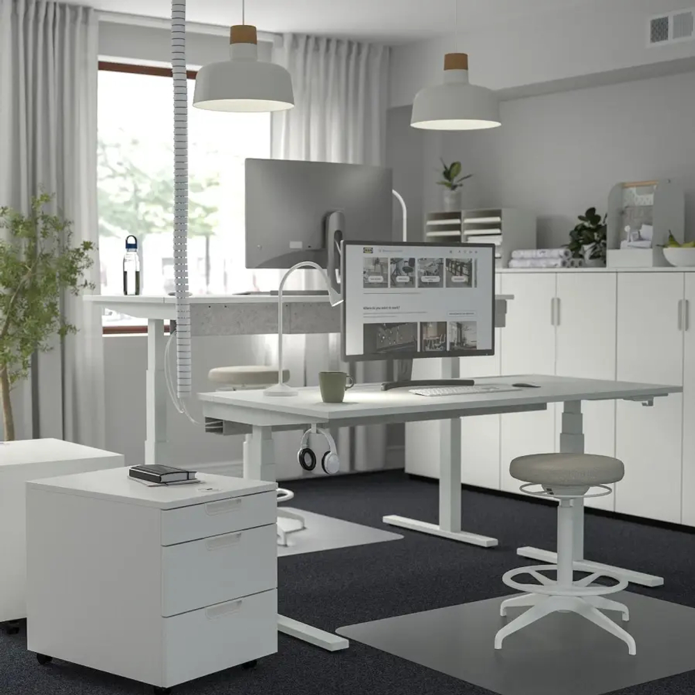 Письменный стол с регулировкой по высоте - IKEA MITTZON/МИТТЗОН ИКЕА, 160х80х62-126 см, белый