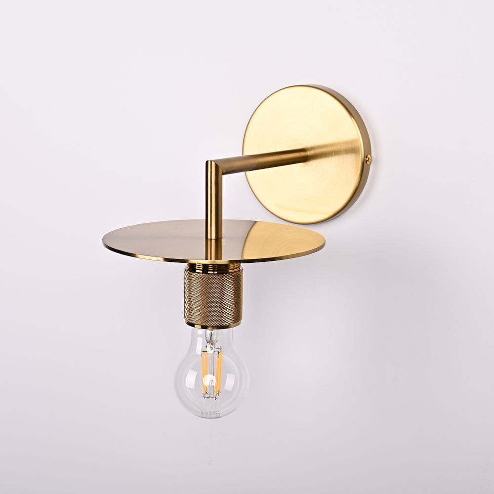 Бра Rh Utilitaire Knurled Disk Shade Sconce Brass By Imperiumloft
