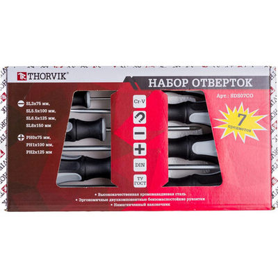 Набор отверток стержневых THORVIK, 7 предметов   SDS07CO