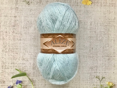 Пряжа ALIZE "Angora Gold Simli". 514 зимнее небо