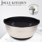 Миска Jolly Kitchen с крышкой, черная, 24 см, нержавеющая сталь 0,35 мм, объем 2,6 л