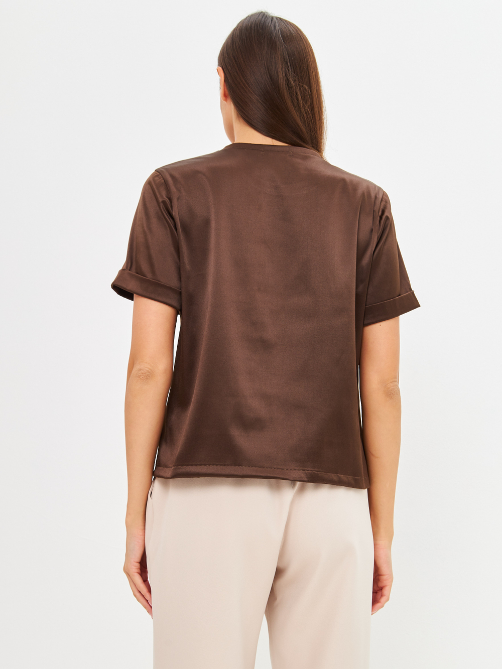 Блузка топ 211205 шоколадный атлас