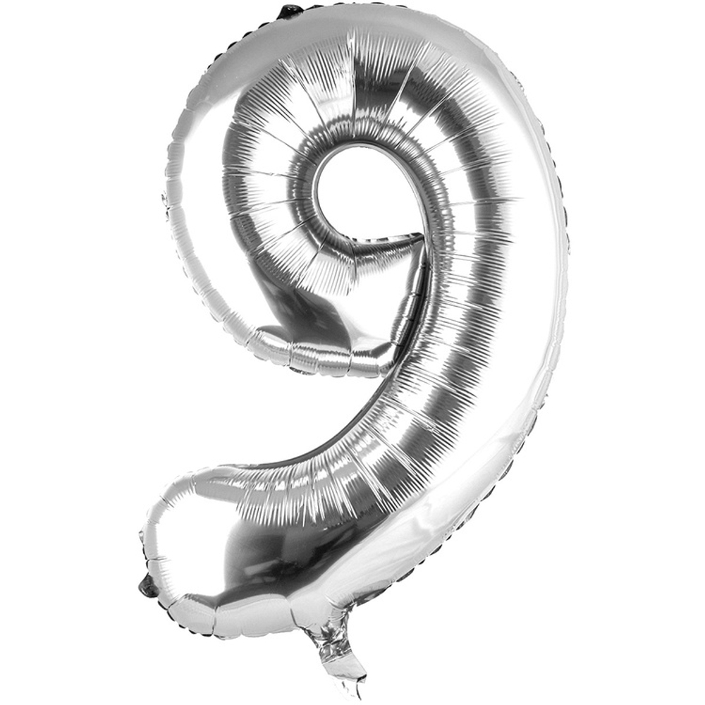 Шары цифры гелиевые Серябряные 102см
