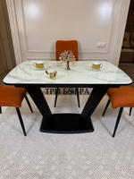 Кухонный раскладной стол "Прадо" белый мрамор и 4 стула ТРОПИК