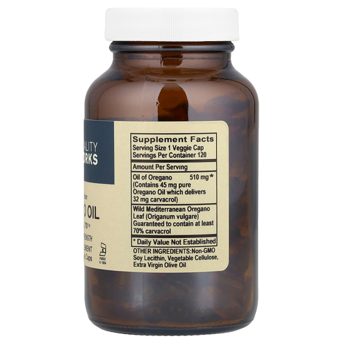 Vitality Works, масло орегано, карвакрол 70, 120 вегетарианских капсул с жидкостью