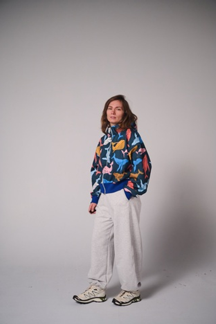 Худи на молнии укороченная с начесом, «Киты»