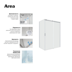 Дверь раздвижная Roca Area 1400x200,0 правая, ручка слева, прозрачное стекло, профиль xром MP05R4012M