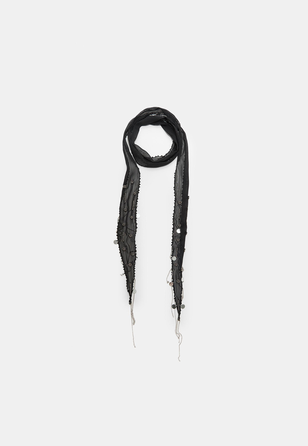 STRADIVARIUS Шарф с бисером, черный