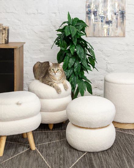 Пуф с ящиком Винни L тедди белый