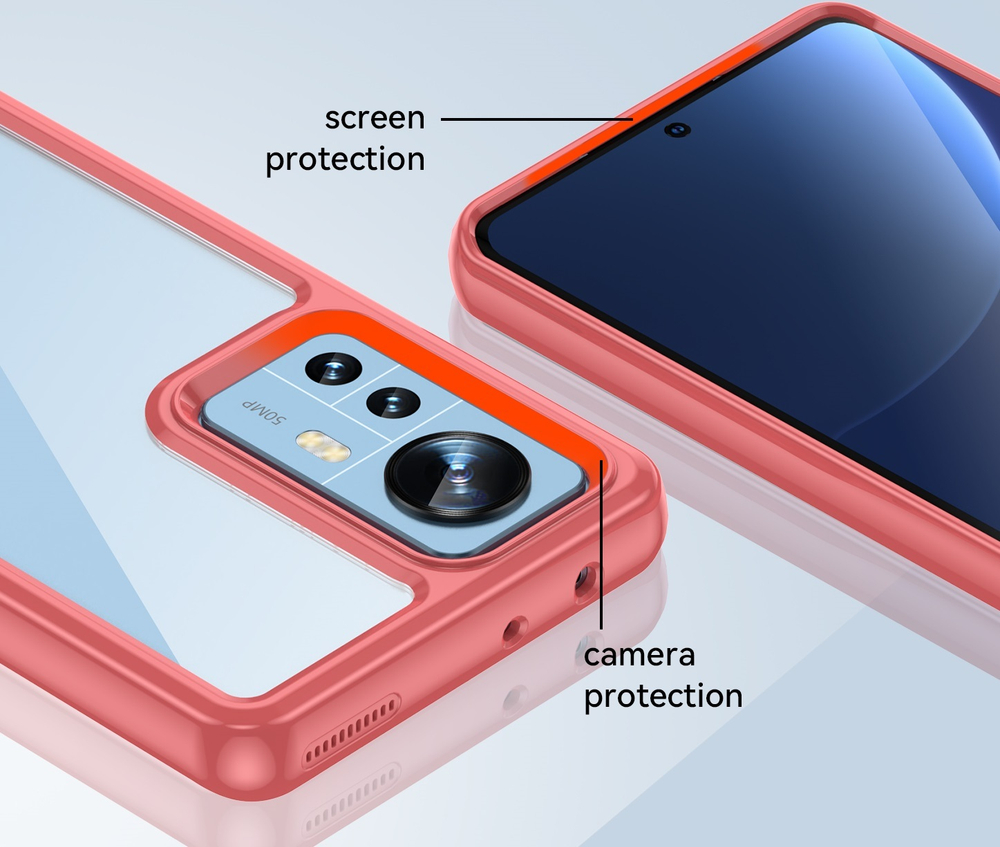 Двухкомпонентный чехол с мягкими красными рамками для смартфона Xiaomi Mi 12 и 12X