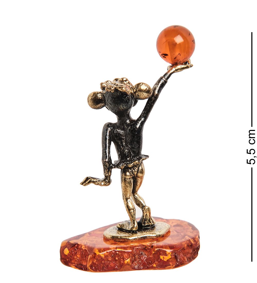 AM-1146 Фигурка «Обезьяна на пляже» (латунь, янтарь)