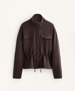 Oysho Укороченная куртка с регулируемой талией из модала с начесом, коричневый