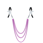 Зажимы на соски с тремя цепочками фиолетовый