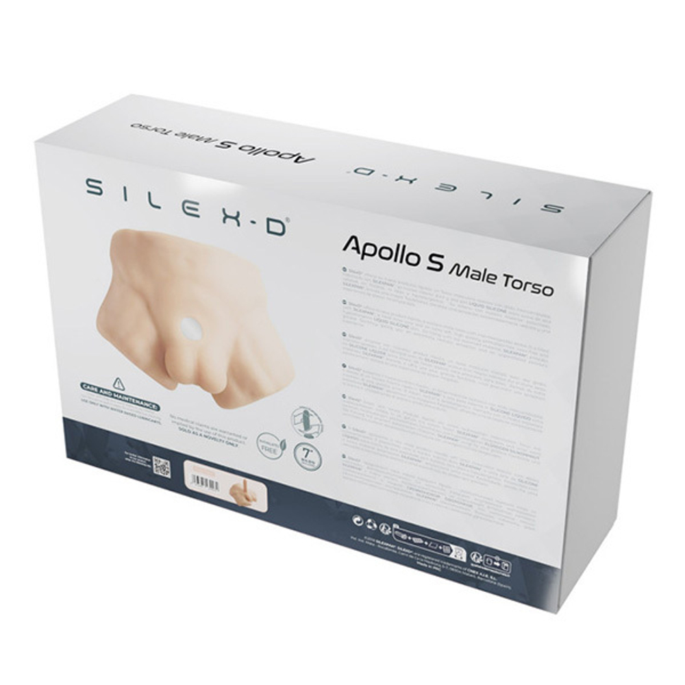 Телесный торс со съемным фаллоимитатором SilexD Apollo S Mid Ultra Realistic Half Torso with Dildo 7" Included