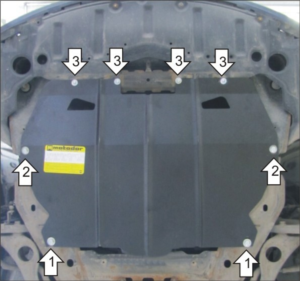 Защита картера Двигателя, КПП. 2 мм, Сталь. для Mazda 6 2007-2012 MOTODOR.01131