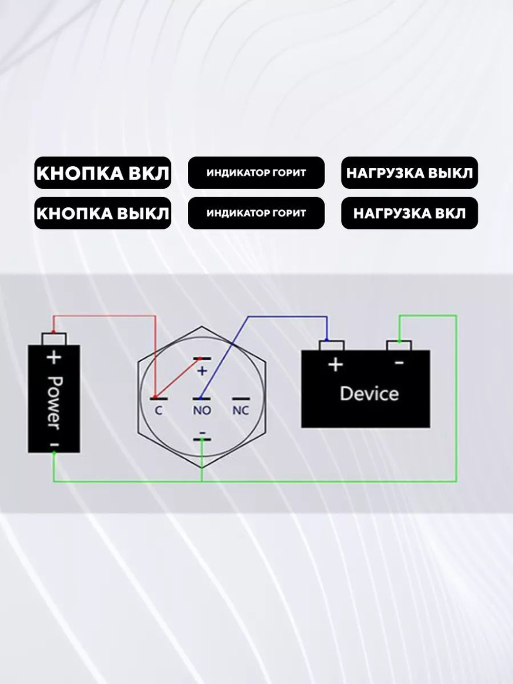 Кнопка металлическая, с индикатором, для монтажа на корпус (12-24 В, 22 мм)