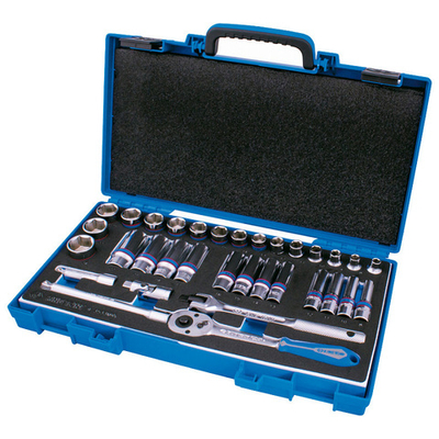 KING TONY (3533MRV) Набор торцевых головок с принадлежностями 3/8", 6-гранные, 7-24 мм, 33 предмета