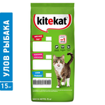 Сухой корм для кошек Kitekat Улов Рыбака полнорационный, с рыбой - 15 кг