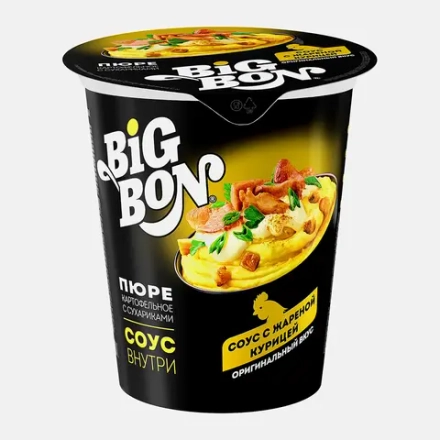 Пюре Big Bon картофель с сухариками и жареной курицей 60г