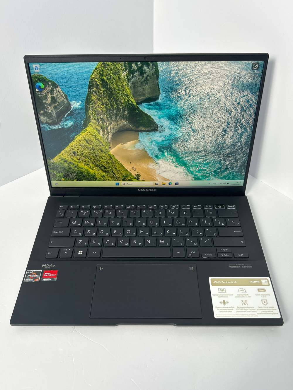 Ноутбук ASUS (UM3402YA-KP900) 14"/AMD Ryzen 5 7430U/RAM 16GB/SSD 1024GB/AMD Radeon Graphics/ 2560x1600/IPS/DOS/Подсветка кл-ры: LED/черный Состояние: A1