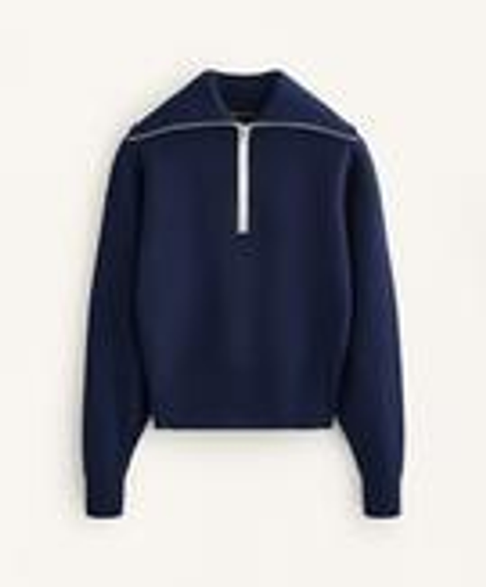 Oysho Свитер с высоким воротником и молнией до уровня груди, синий