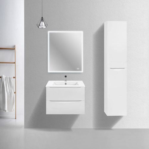 Тумба под раковину Vincea Mia Slim 700 подвесная, 2 выкатных ящика soft close, G.White