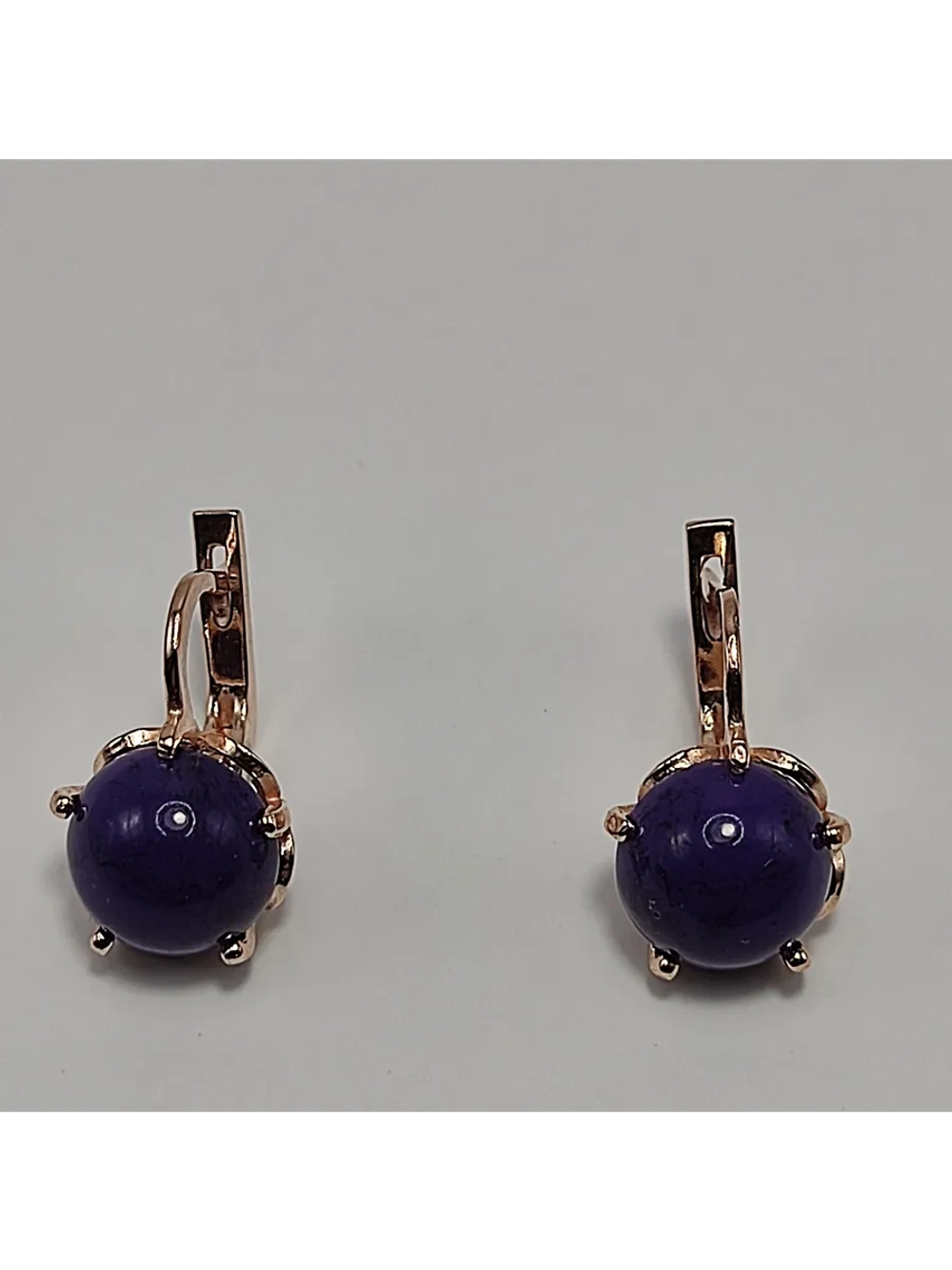 Серьги бижутерные с чароитом реконструированным