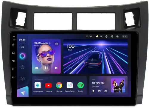 Магнитола для Toyota Vitz 2, Yaris 2 2005-2011 (рамка черная) - Teyes CC3 на Android 10, Быстрая, QLED, CarPlay, 4G SIM-слот