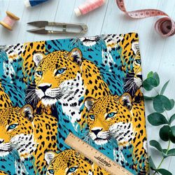 Ткань премиум сатин крупные хищные кошки